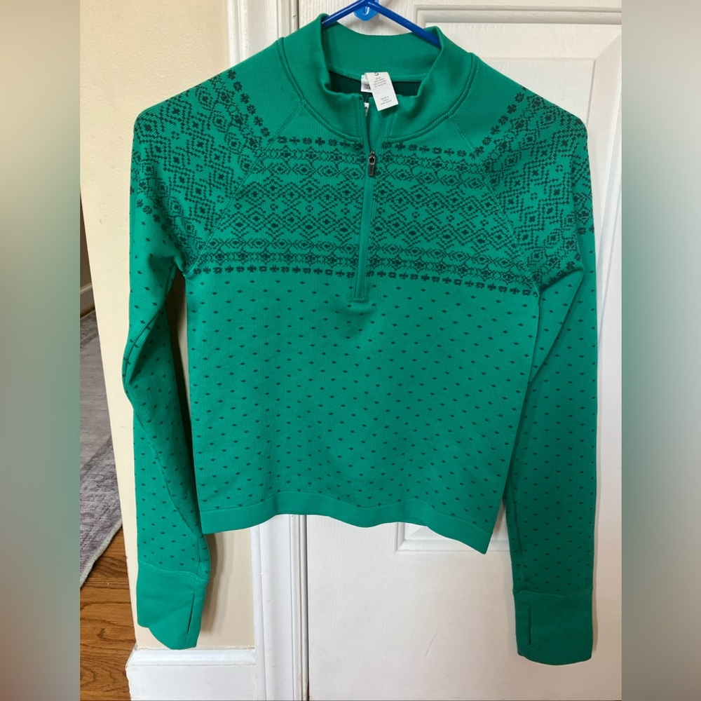 DSG Momentum Seamless 1/4 Zip Green  Pullover Women's Size Small Thumb Holes